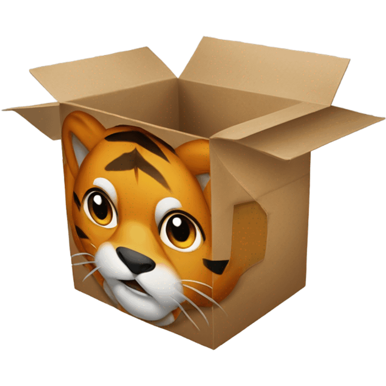 a box with TONI written on it, in the box there is a tiger inside
 emoji