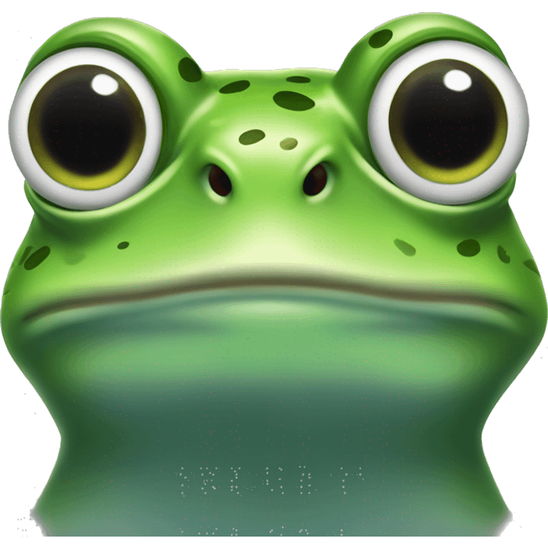 Green frog with "hmmm" expressions emoji