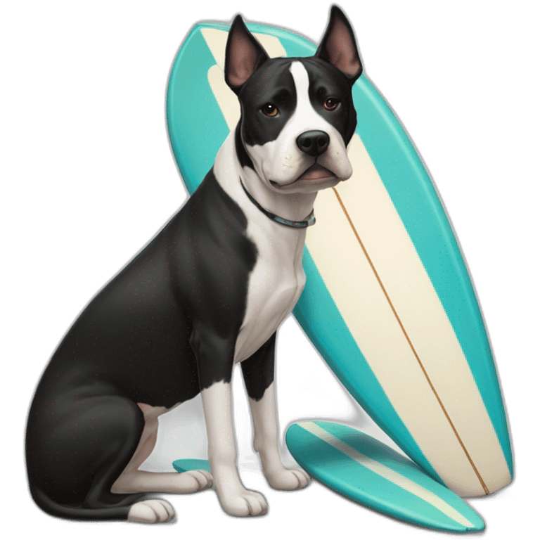 surfboard and black-white amstaff emoji