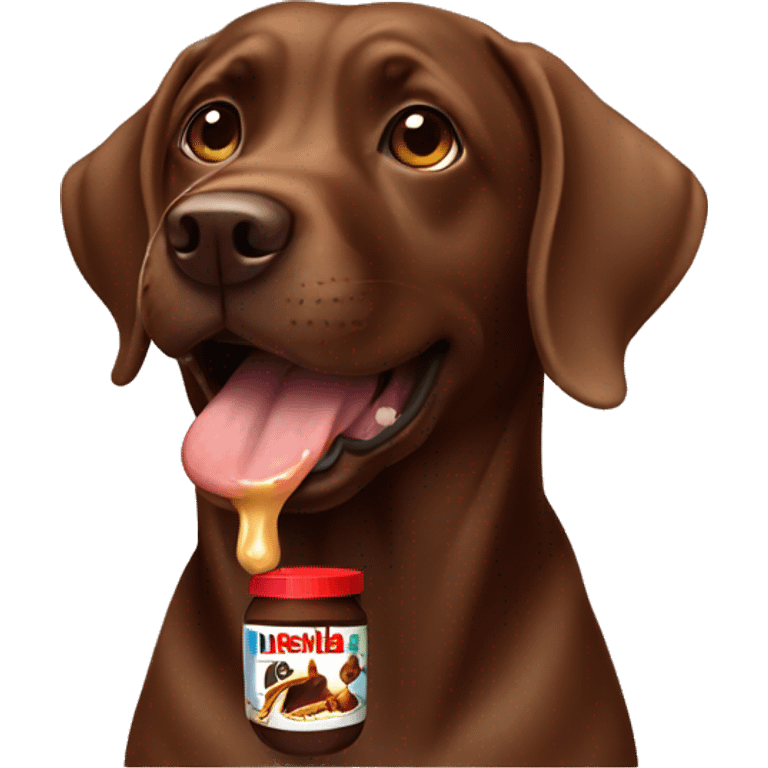 Brown lab dog eating Nutella  emoji