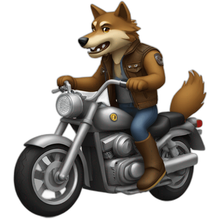 wolf riding a motorcycle emoji