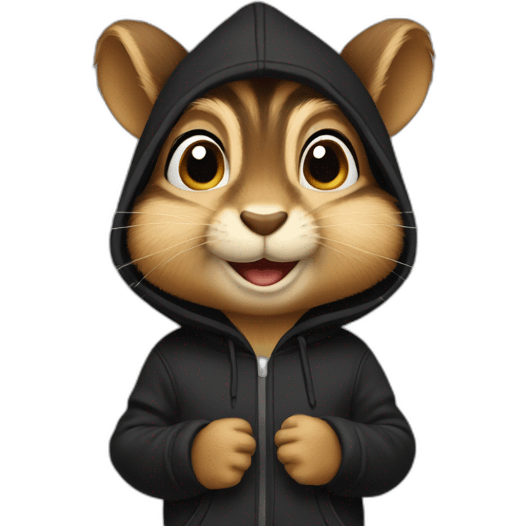 Chipmunk wearing a black hoodie emoji