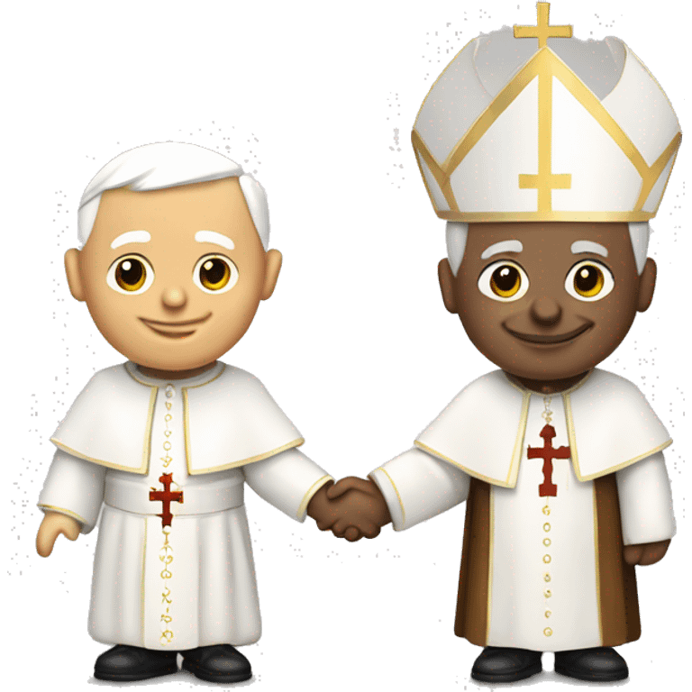 Pope John Paul holding hands with pope Benedict  emoji