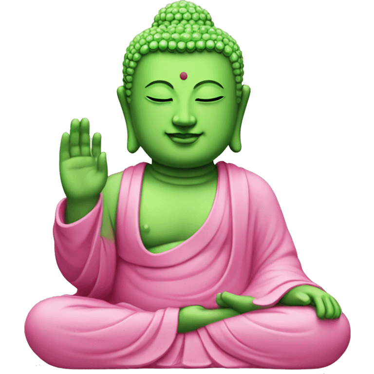 pink and green buddha emoji