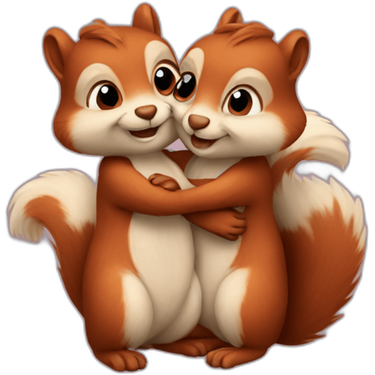 two squirrels hugging emoji