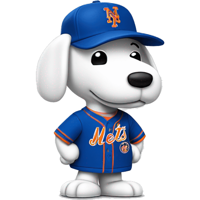 Snoopy wearing a New York Mets uniform emoji