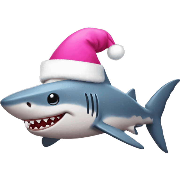 pink shark with christmas hat emoji