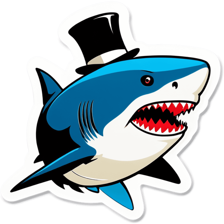 Shark with a top hat emoji