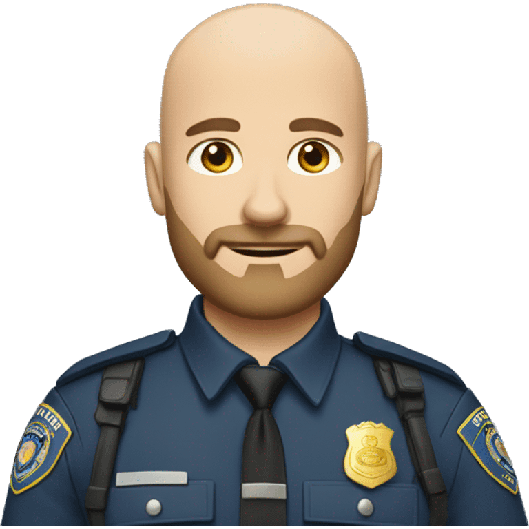 Bald Caucasian man with light brown beard in police uniform  emoji