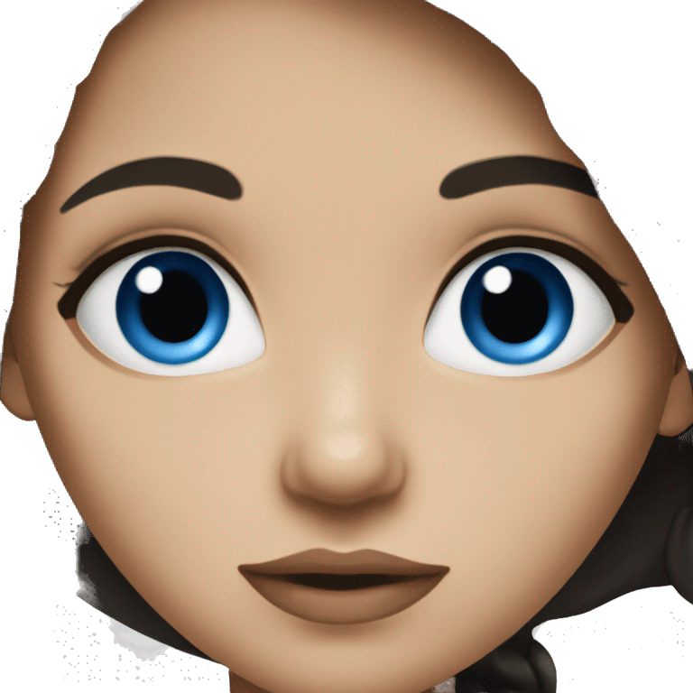 dark brunette girl, pretty lips, blue eyes, long hair emoji