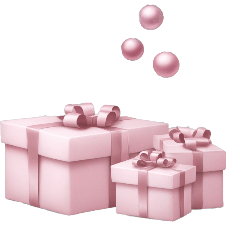 Light pink Christmas gifts under a white Christmas tree  emoji