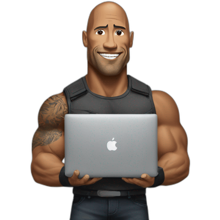 the rock with a MacBook emoji