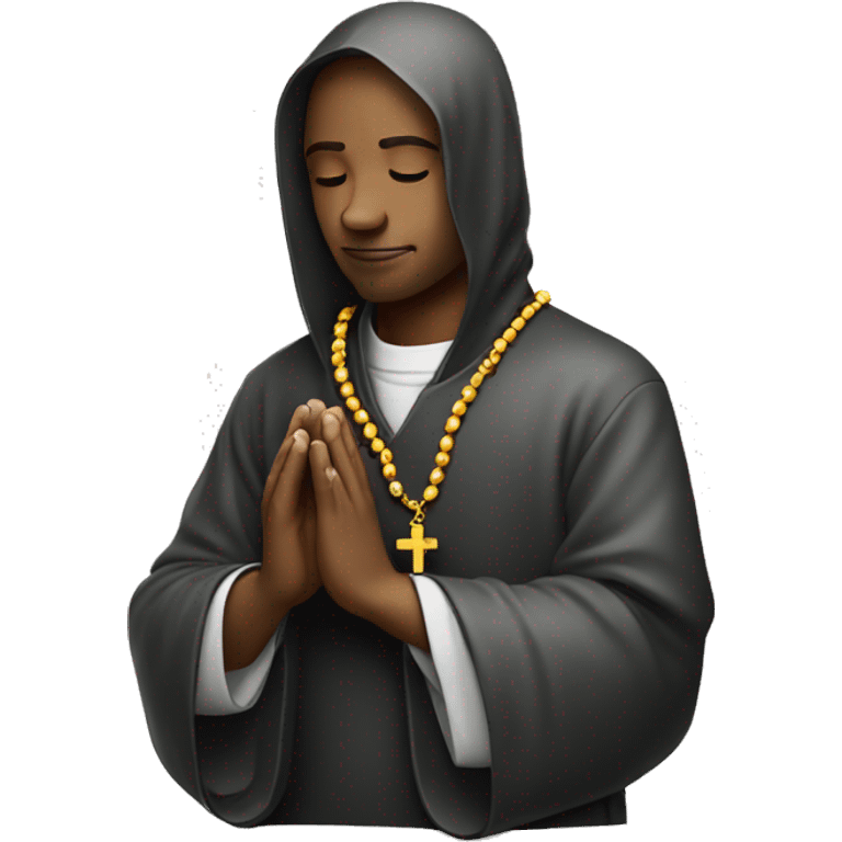 Praying hands holding rosary emoji