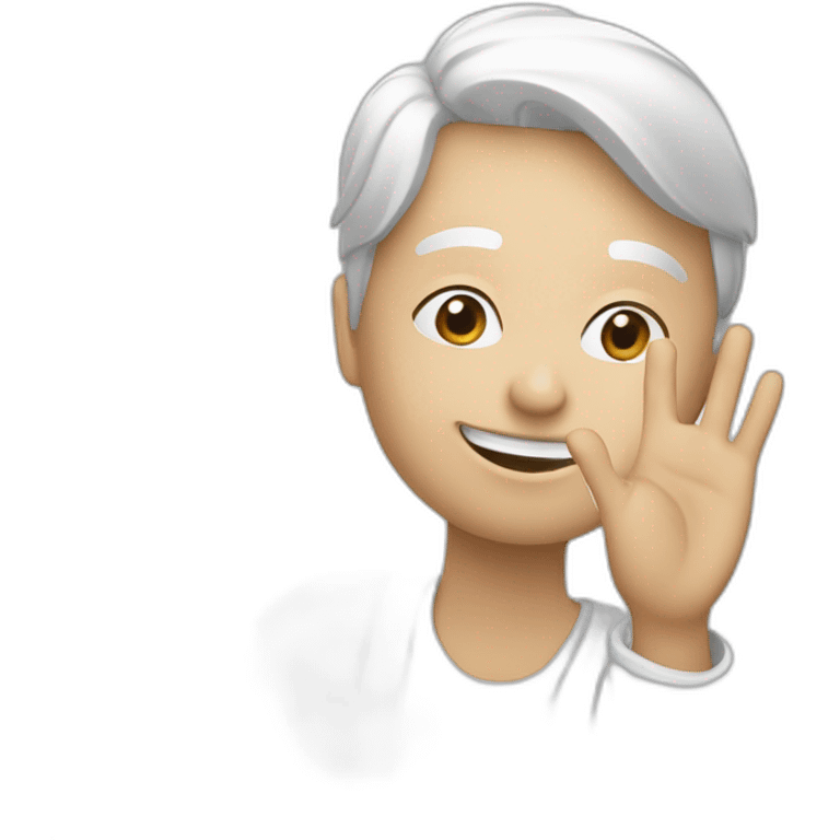 Une personne blanche avec la main levée qui fait une signe ok emoji