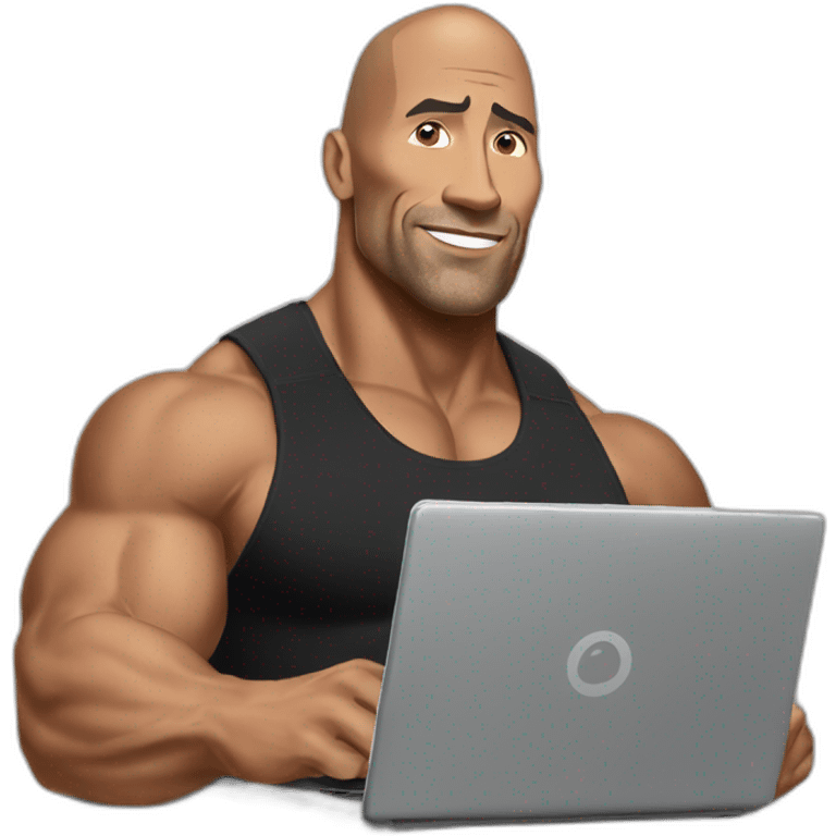 The rock working on laptop  emoji