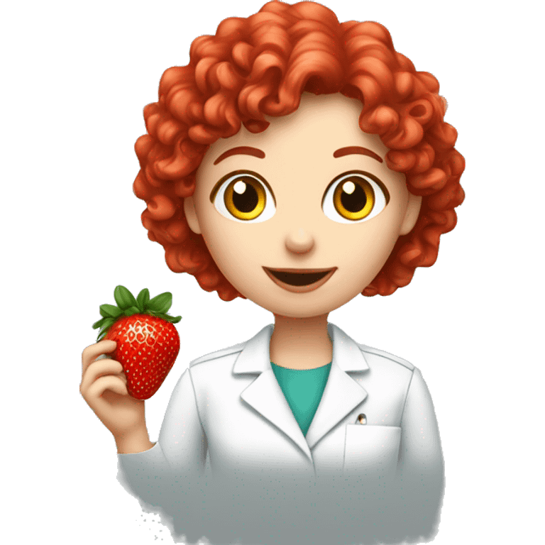 dietitian girl  red curly hair eating a strawberry  emoji