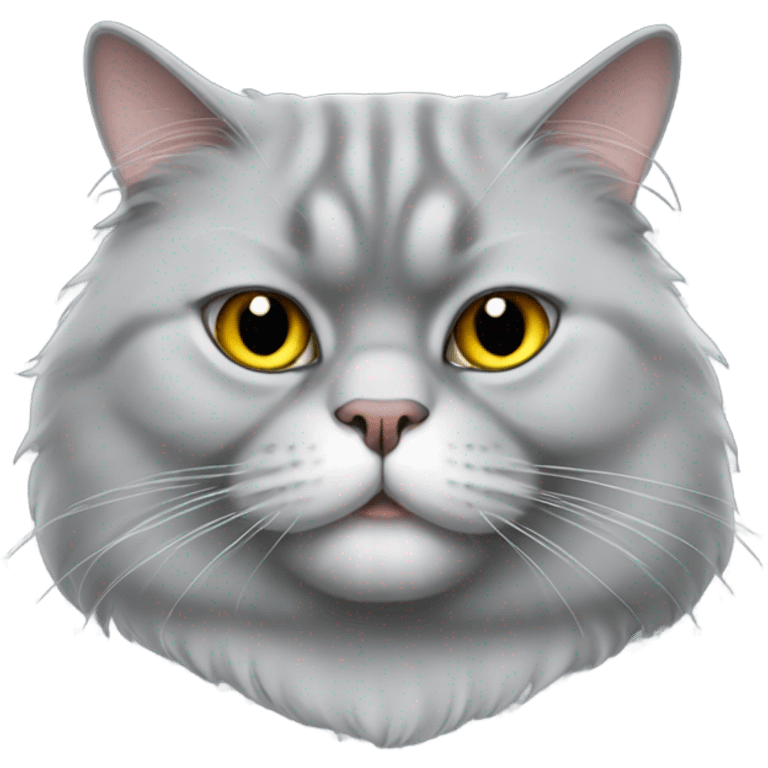 Gray Persian fat cat emoji