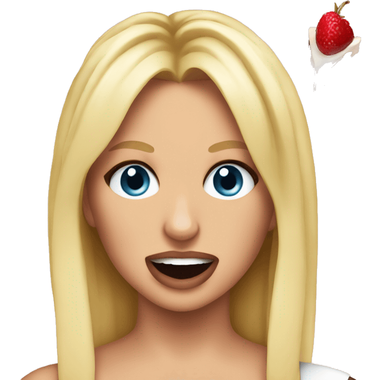 Britney Spears eating a piece of cake emoji