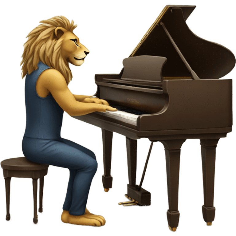 Lion playing piano emoji