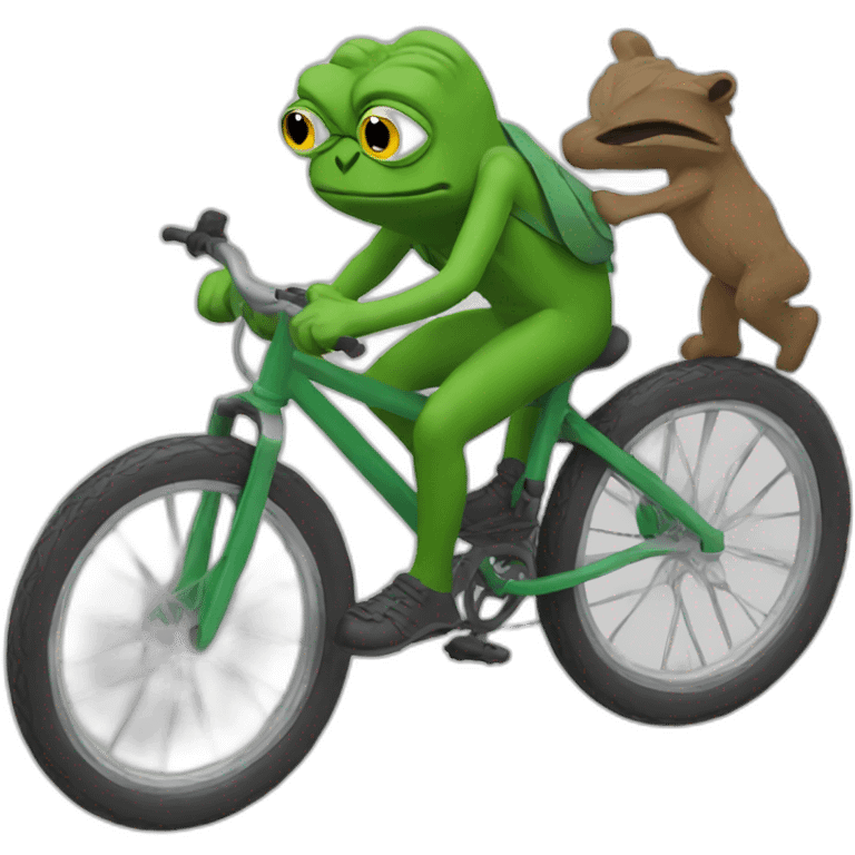 Pepe sad riding mountain bike emoji