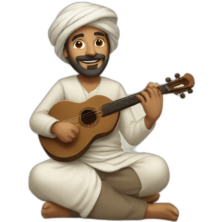 man playing Arabic luth emoji