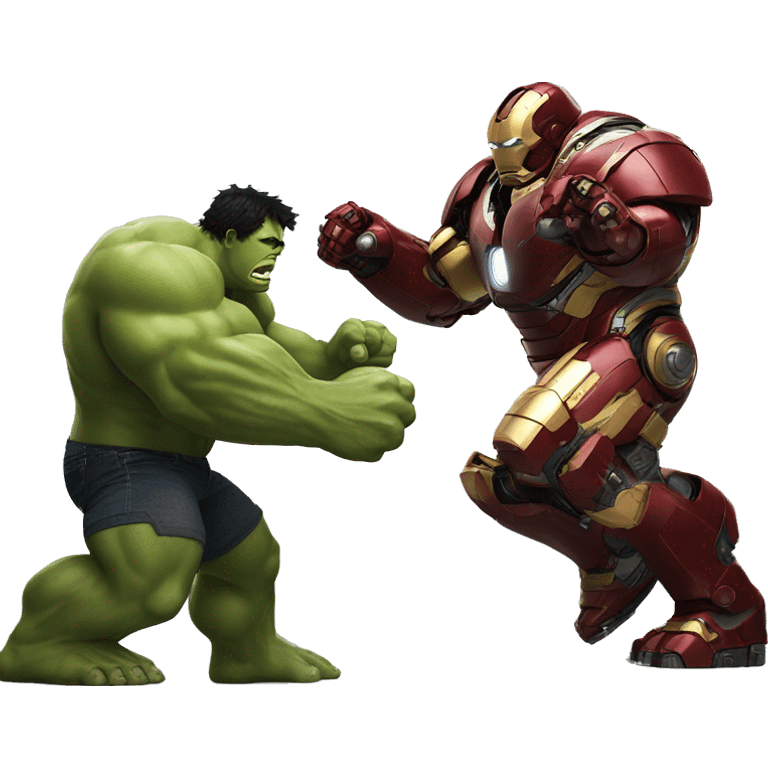 hulkbuster fighting with hulk emoji