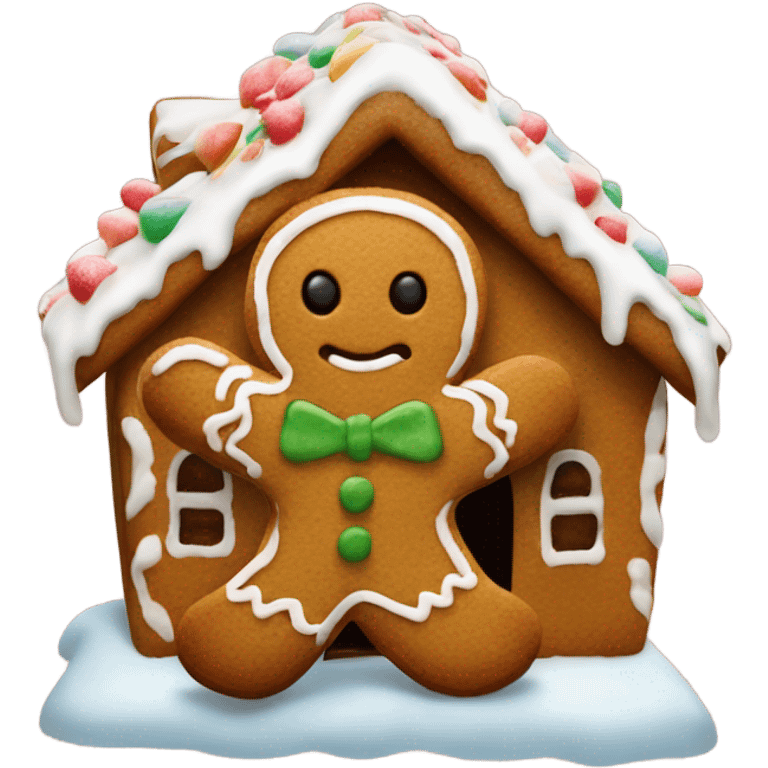 Gingerbread man in ginger bread house  emoji