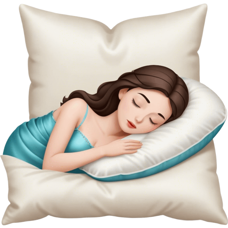 sleeping beauty brunette white girl with a silk pillow emoji