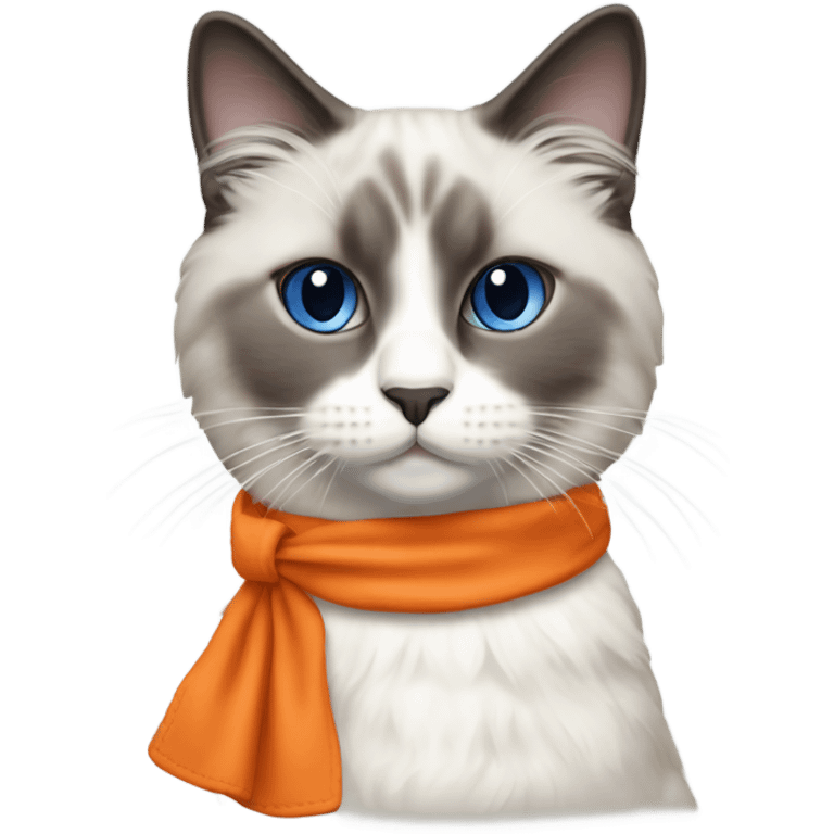 Blue point Ragdoll cat wearing an orange apron  emoji