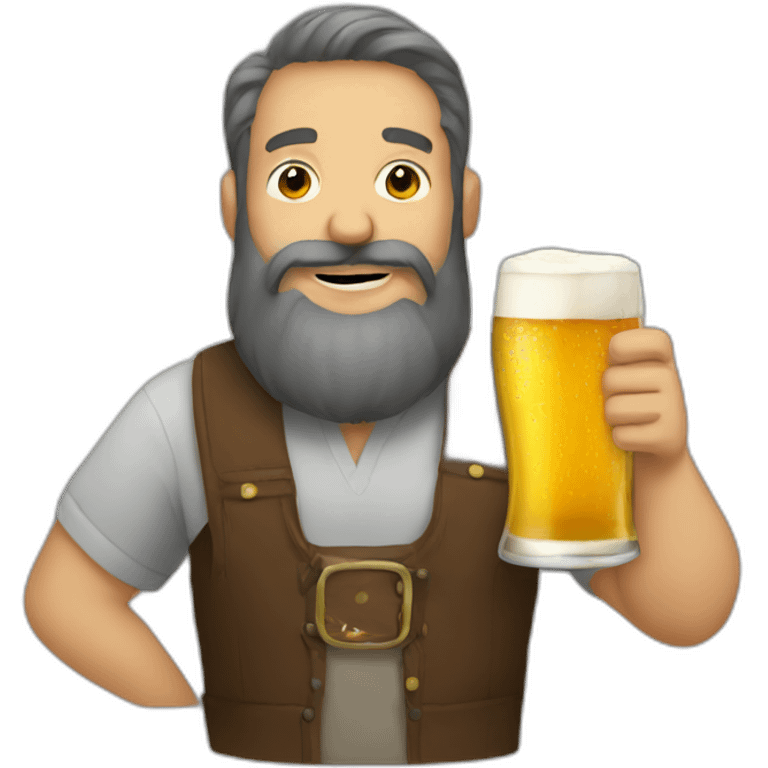 bearded man drinking two beers emoji