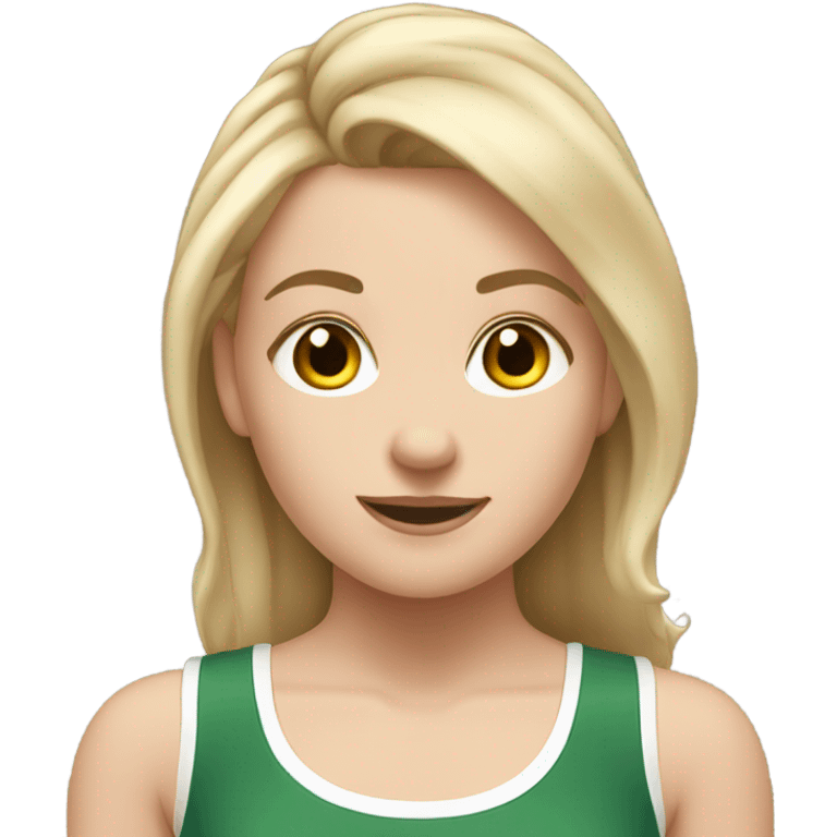 white girl with dirty blonde hair doing gymnastics emoji