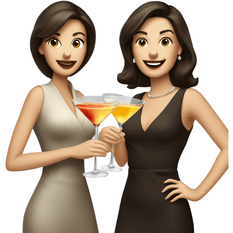 rich caucasian women two friends sipping martinis brunettes emoji