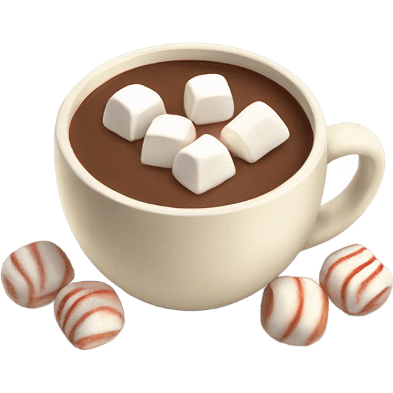 Light beige mug of hot chocolate with marshmallows  emoji