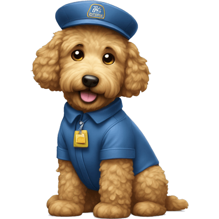 a golden doodle dressed as a mail man  emoji