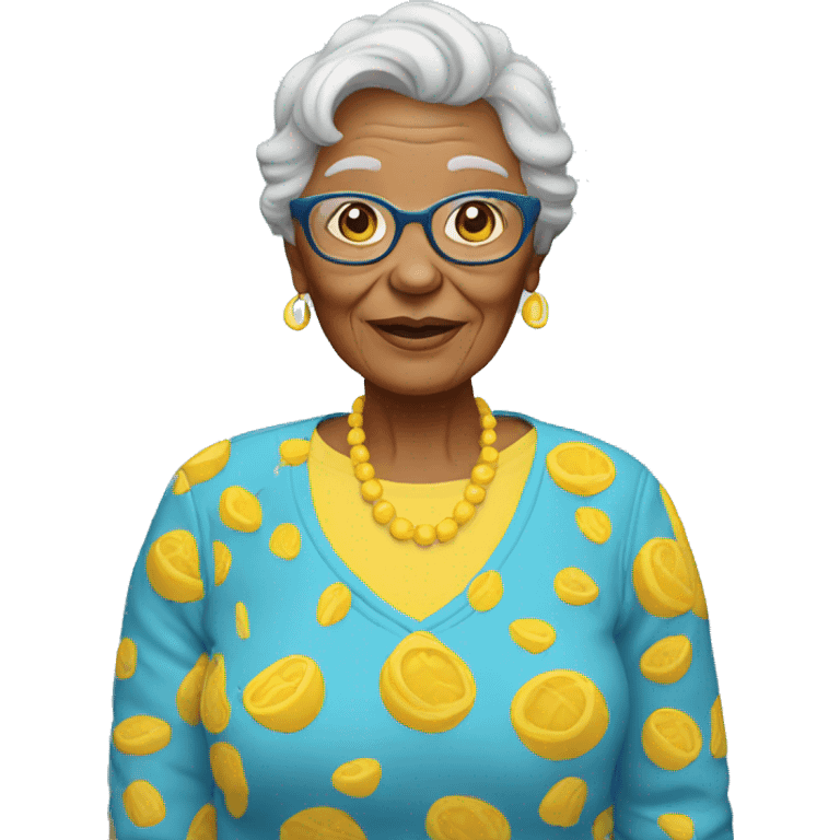 grandma blue and yellow emoji