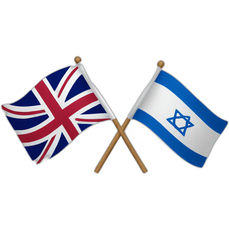 flag of israel and flag of England, waving together emoji