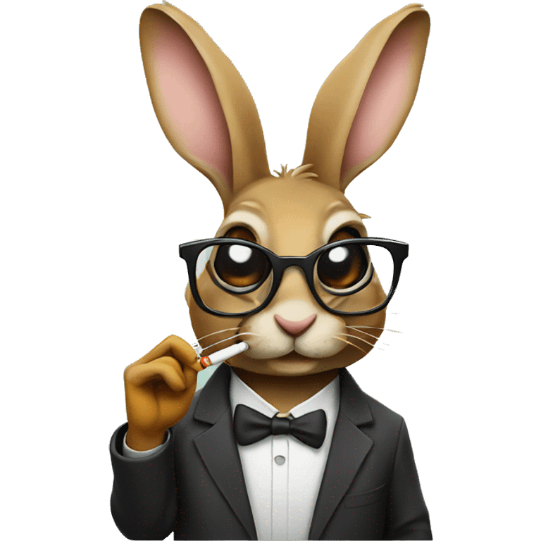 rabbit with glasses smoking cigarette emoji