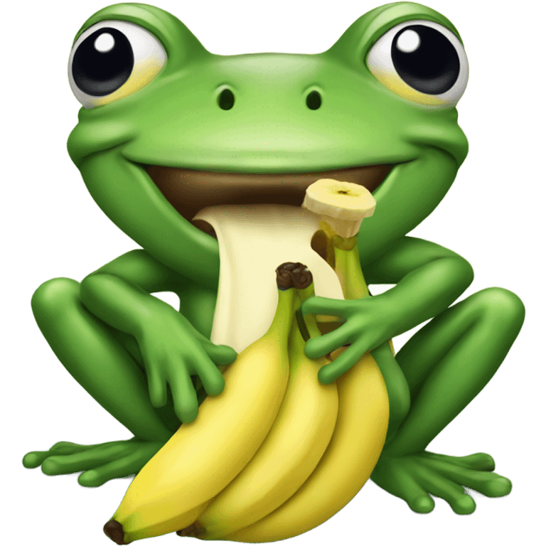 Frog eating a banana emoji