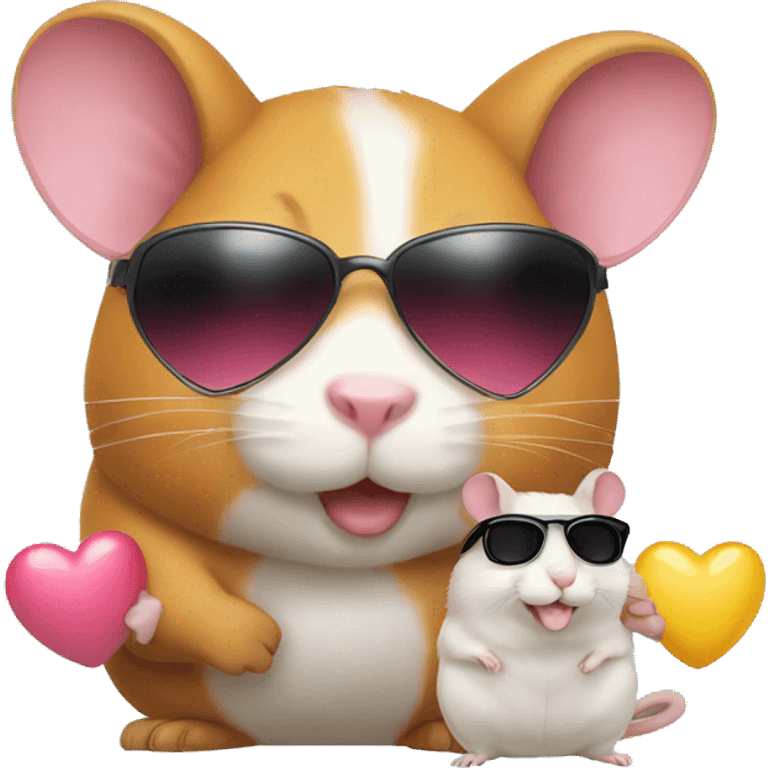 Sunglasses and hamsters sending hearts emoji