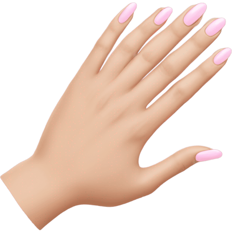 White hand with light pink neutral nails almond shape emoji