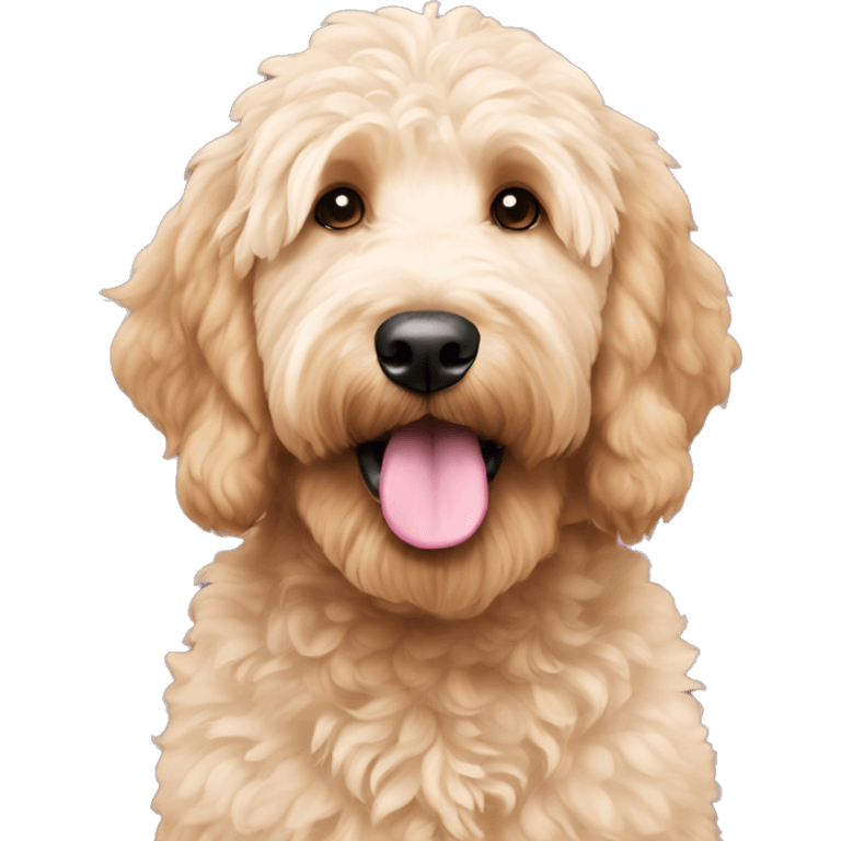 Goldendoodle with pink nose emoji