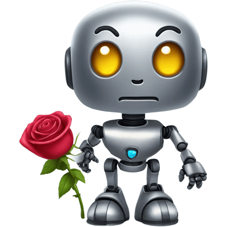 cute-robot-holds-a-rose emoji