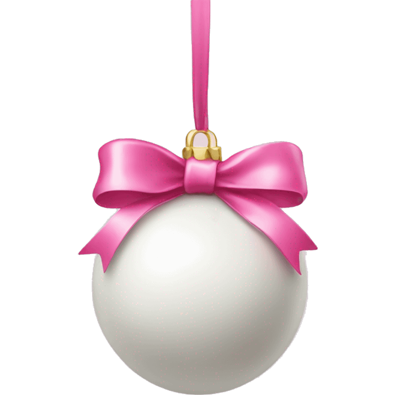 white bauble with pink ribbon bow on the string emoji