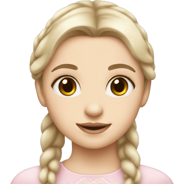 slavic girl with little smile, white skin and light PINK lips emoji