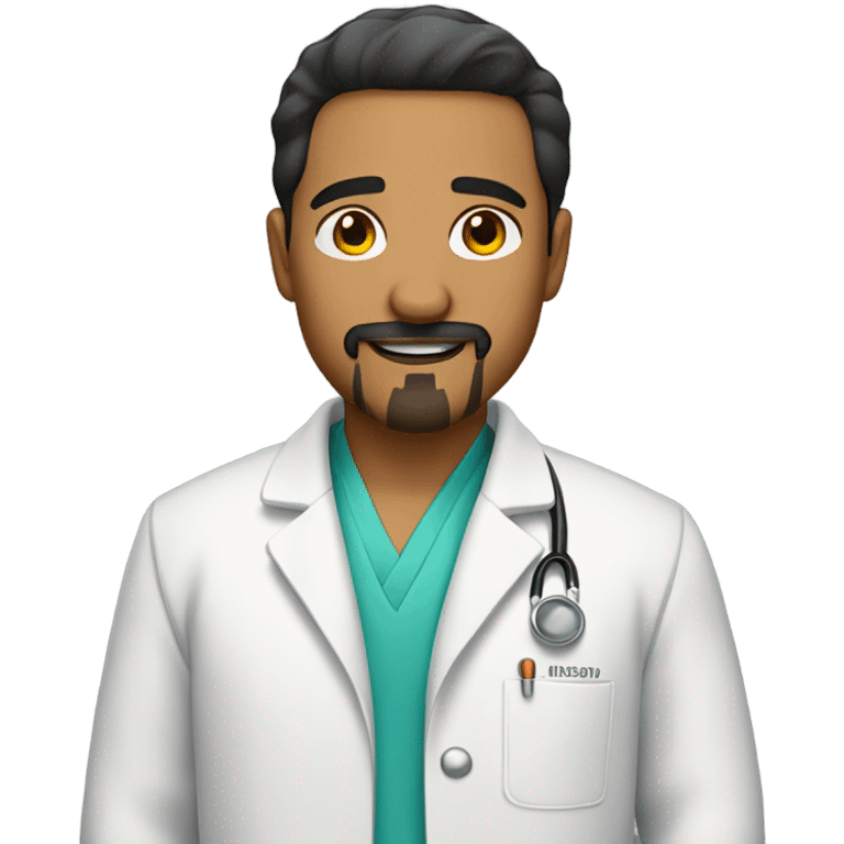 Full Latino man with goatee and lab coat emoji