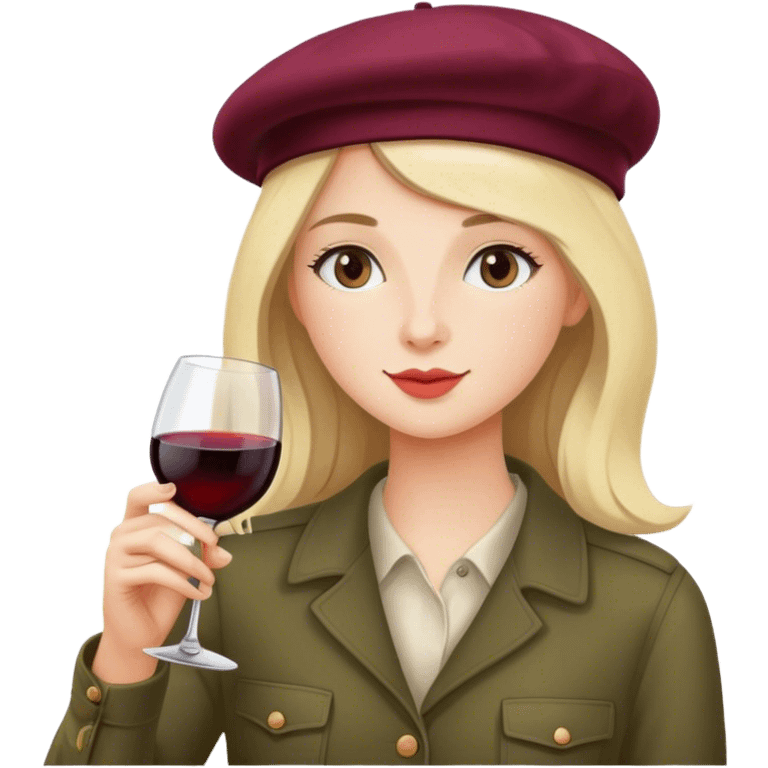 Girl drinking wine in France emoji