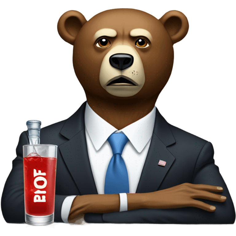 obama on the red bear with vodka on the head emoji