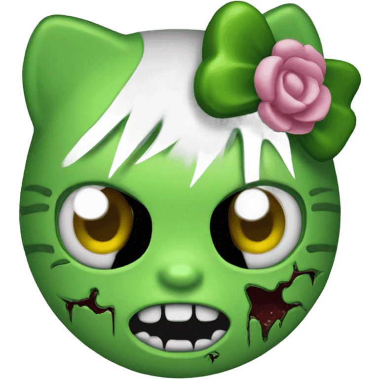 Green zombie hello kitty emoji