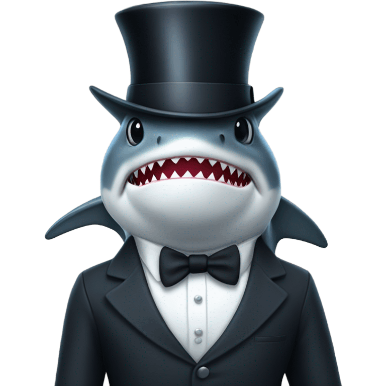 Shark with a top hat emoji