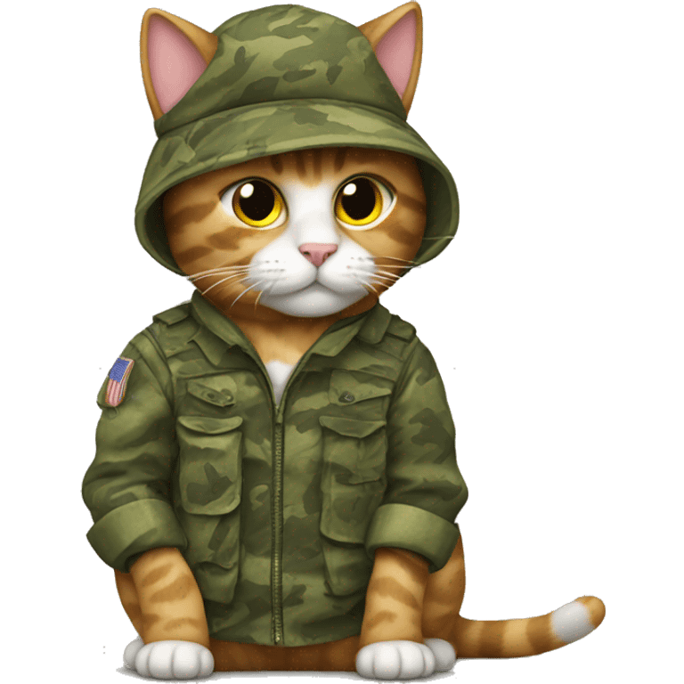 Cat dressed in camo  emoji